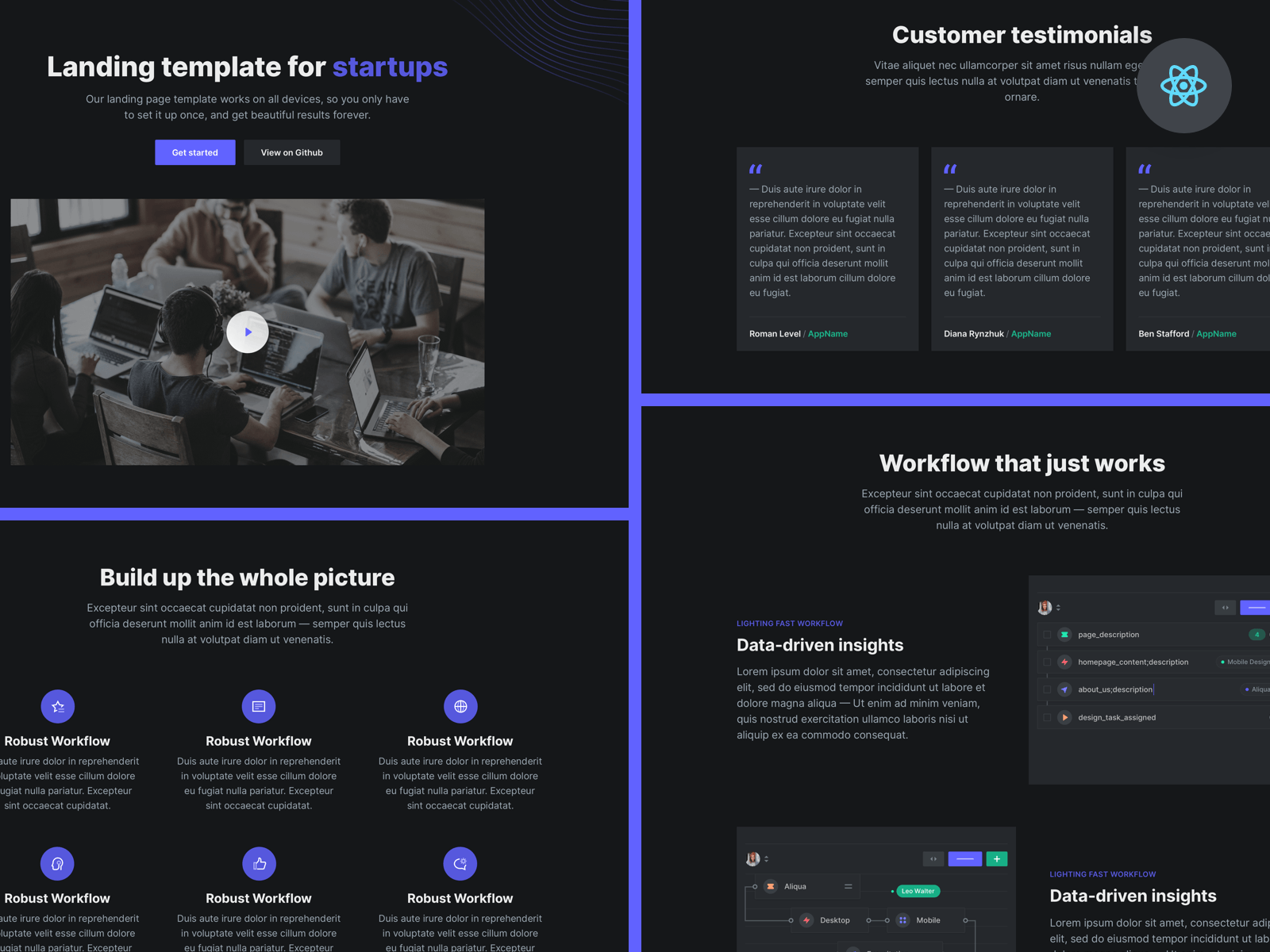 Free React landing page template